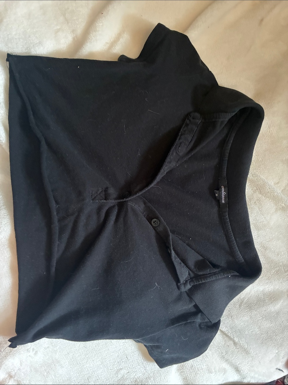 Black Short Sleeve Henley Top